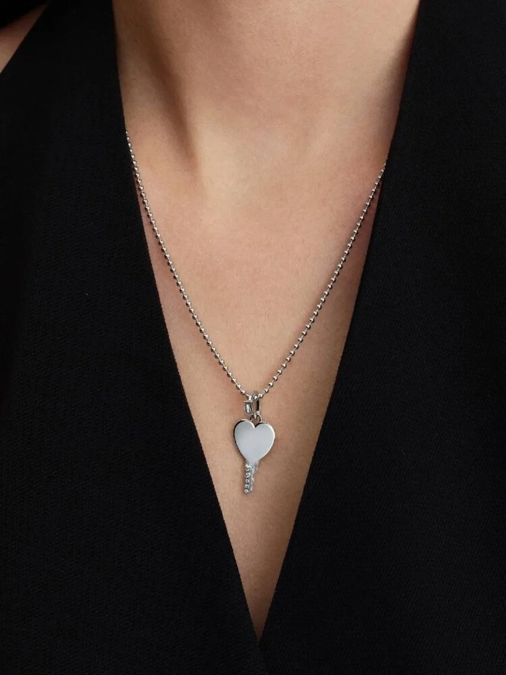Pandora Engravable Heart Key Pendant